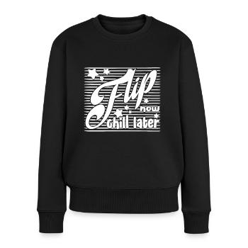 Gymnaste de gymnastique Idée cadeau Flip Now Chill Later - Pull Premium bio Femme - noir - Devant - Julia (174cm)