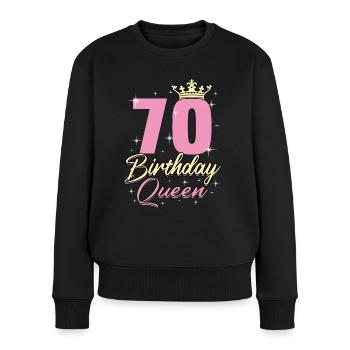 Birthday Queen 70 - Frauen Premium Bio Pullover - Schwarz - Vorne - Julia (174cm)