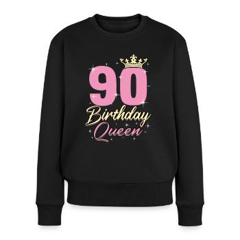 Birthday Queen 90 - Frauen Premium Bio Pullover - Schwarz - Vorne - Julia (174cm)