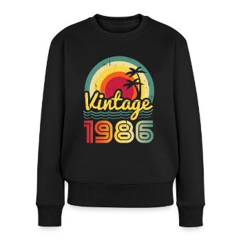 1986 - Vrouwen Premium Bio sweater - zwart - Voor - Julia (174cm)
