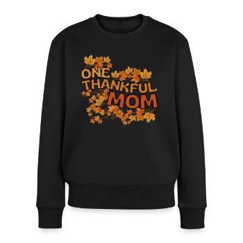 Maman reconnaissante Maman Automne laisse de la gratitude - Pull Premium bio Femme - noir - Devant - Julia (174cm)