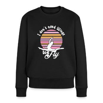 I Dont Need Wings To Fly - Tumble Funny Gymnast - Frauen Premium Bio Pullover - Schwarz - Vorne - Julia (174cm)
