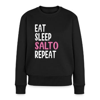 Funny Gymnast idea Eat Sleep Salto Repeat - Frauen Premium Bio Pullover - Schwarz - Vorne - Julia (174cm)