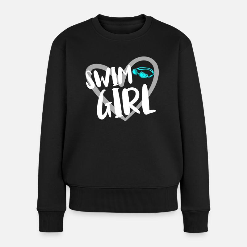 Schwimmer Schwimmen Spruch - Frauen Premium Bio Pullover - Schwarz