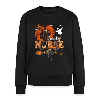Spooky Krankenschwester Halloween - Frauen Premium Bio Pullover - Schwarz - Vorne - Julia (174cm)