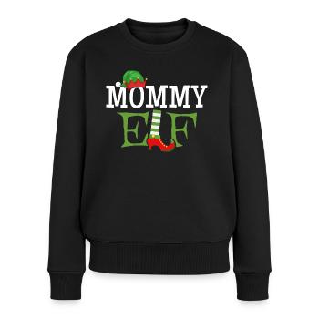 Mommy Elf - Schriftzug - Frauen Premium Bio Pullover - Schwarz - Vorne - Julia (174cm)