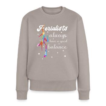 Aerial Silk Akrobatik Circus Aerialist - Frauen Premium Bio Pullover - Taupe - Vorne - Julia (174cm)