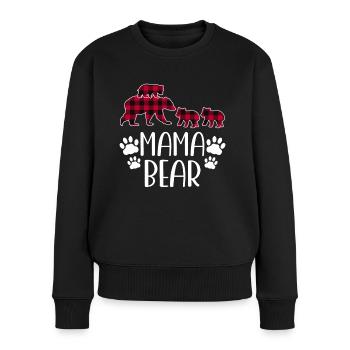 Mama Bear Drei Kinder - Frauen Premium Bio Pullover - Schwarz - Vorne - Julia (174cm)