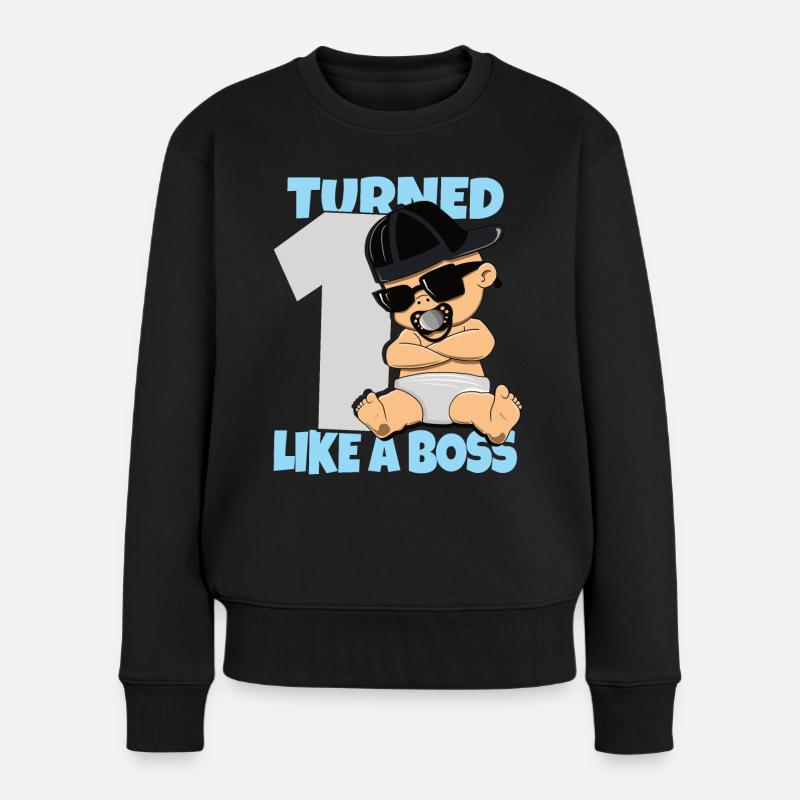 Baby Geburtstag Junge Mädchen 1 Jahr Like a Boss - Frauen Premium Bio Pullover - Schwarz