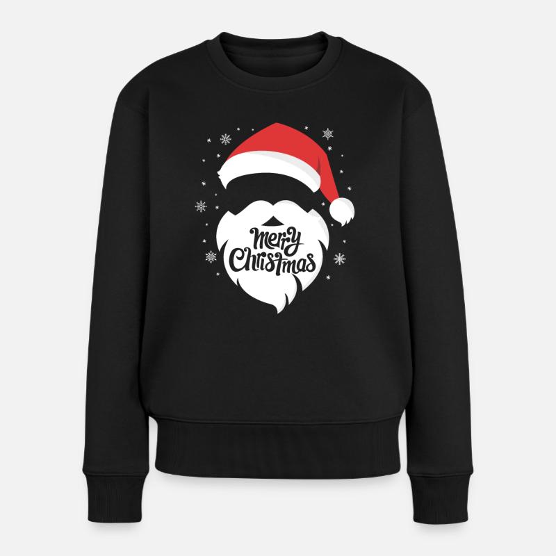 Lustiger Weihnachtsmann Kostüm Frohe Weihnachten - Frauen Premium Bio Pullover - Schwarz