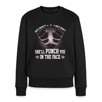 Women Boxing Gloves Shell Punch You In The Face - Frauen Premium Bio Pullover - Schwarz - Vorne - Julia (174cm)