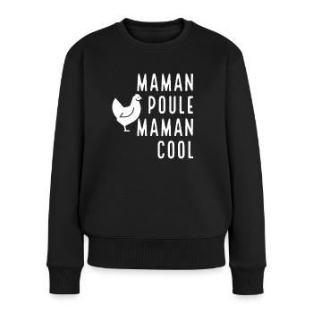 Maman poule maman cool - Pull Premium bio Femme - noir - Devant - Julia (174cm)