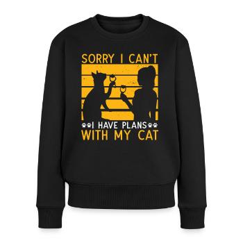 Désolé, je ne peux pas avoir de plans avec mon chat - Pull Premium bio Femme - noir - Devant - Julia (174cm)