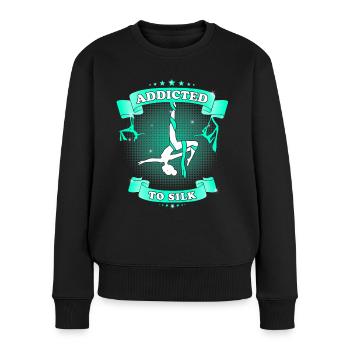 Süchtig Nach Seide - Lustige Luftakrobat - Frauen Premium Bio Pullover - Schwarz - Vorne - Julia (174cm)