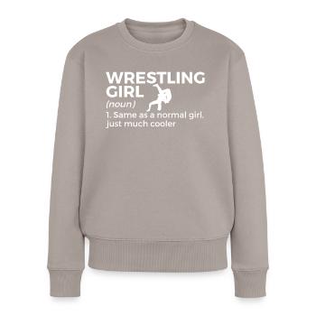 Wrestling - Frauen Premium Bio Pullover - Taupe - Vorne - Julia (174cm)