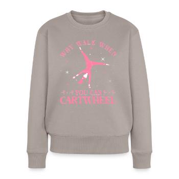 Pourquoi marcher quand vous pouvez rouler - Pull Premium bio Femme - taupe - Devant - Julia (174cm)
