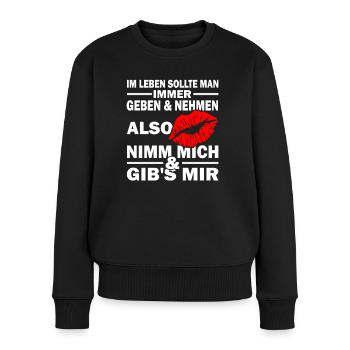 Valentinstag - Jahrestag - Verliebte Paare - Frauen Premium Bio Pullover - Schwarz - Vorne - Julia (174cm)