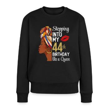 Entrer dans mon 44e anniversaire comme une reine - Pull Premium bio Femme - noir - Devant - Julia (174cm)