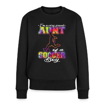 Aunt of a Soccer Boy - Fußball - Fußballspieler - Frauen Premium Bio Pullover - Schwarz - Vorne - Julia (174cm)