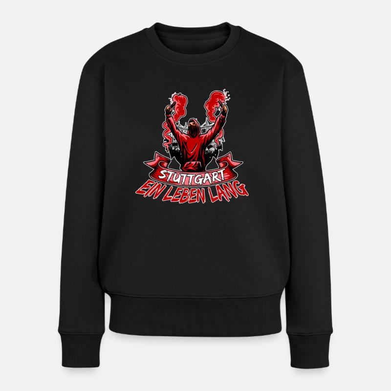 Stuttgart ein Leben lang - Frauen Premium Bio Pullover - Schwarz