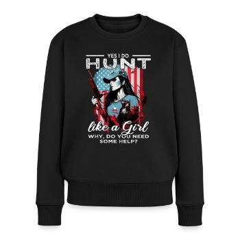 Oui, je chasse comme une fille - Buck Deer Hunting - Pull Premium bio Femme - noir - Devant - Julia (174cm)