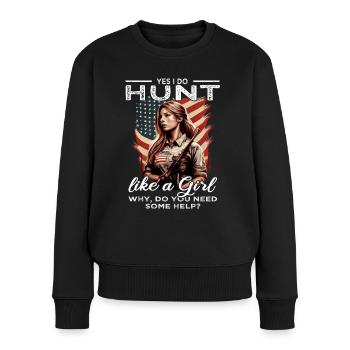 Oui, je chasse comme une fille - Buck Deer Hunting - Pull Premium bio Femme - noir - Devant - Julia (174cm)
