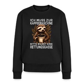 Morgenmuffel & Kaffee Sprüche für Arbeitskollegen - Frauen Premium Bio Pullover - Schwarz - Vorne - Julia (174cm)