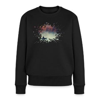 Angeln Karpfenangeln Boot - Frauen Premium Bio Pullover - Schwarz - Vorne - Julia (174cm)