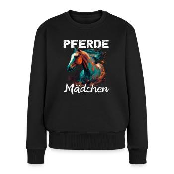 Pferdemädchen - Reiter - Westernreiter - Frauen Premium Bio Pullover - Schwarz - Vorne - Julia (174cm)
