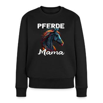 Pferdemama Pferdemädchen - Reiter - Westernreiter - Frauen Premium Bio Pullover - Schwarz - Vorne - Julia (174cm)