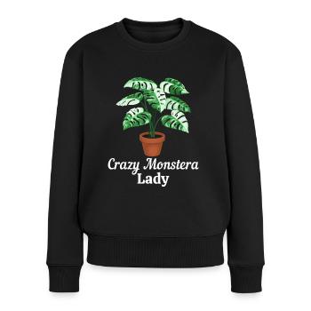 Crazy Monstera Lady - Frauen Premium Bio Pullover - Schwarz - Vorne - Julia (174cm)
