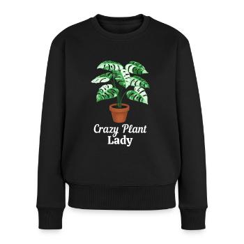 Crazy Plant Lady - Frauen Premium Bio Pullover - Schwarz - Vorne - Julia (174cm)