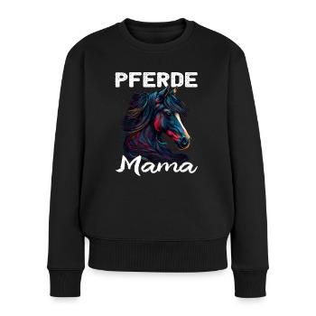 Pferdemama Pferdemädchen - Reiten - Westernreiter - Frauen Premium Bio Pullover - Schwarz - Vorne - Julia (174cm)
