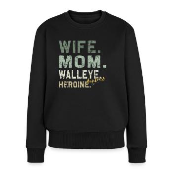Héroïne de sandre - Chasseresse du doré jaune - Pull Premium bio Femme - noir - Devant - Julia (174cm)