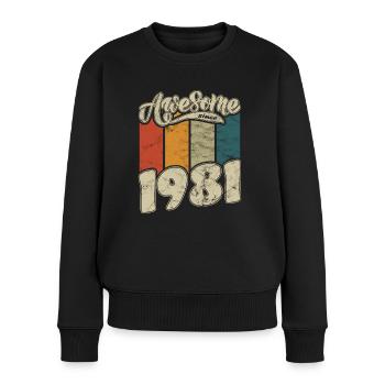 1981 Geburtstag Awesome since Retro - Frauen Premium Bio Pullover - Schwarz - Vorne - Julia (174cm)