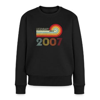 2007 Geburtstag Legendary since Vintage Rainbow - Frauen Premium Bio Pullover - Schwarz - Vorne - Julia (174cm)