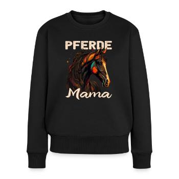 Pferdemama Pferdemädchen - Reiten - Westernreiter - Frauen Premium Bio Pullover - Schwarz - Vorne - Julia (174cm)