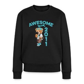 2011 Geburtstag Teddy Bär Awesome since - Frauen Premium Bio Pullover - Schwarz - Vorne - Julia (174cm)