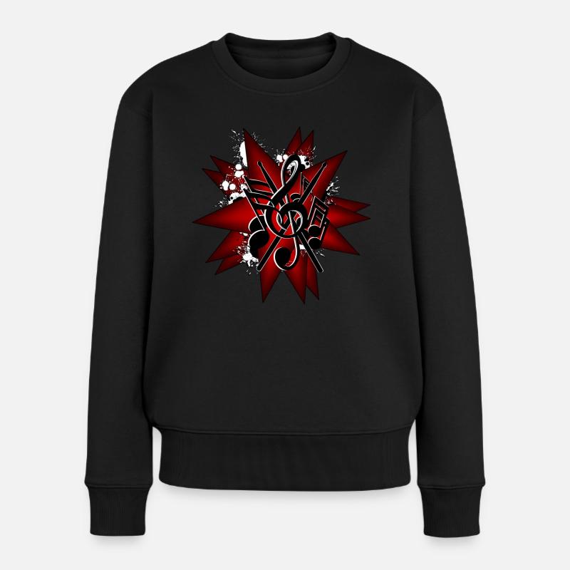Schlagzeuger Sterne - Frauen Premium Bio Pullover - Schwarz