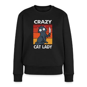 Crazy Cat Lady - Pull Premium bio Femme - noir - Devant - Julia (174cm)