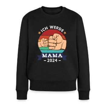 Ich werde Mama 2024 - Frauen Premium Bio Pullover - Schwarz - Vorne - Julia (174cm)