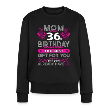 Drôle d’anniversaire souhaite aux femmes 36e anniversaire - Pull Premium bio Femme - noir - Devant - Julia (174cm)