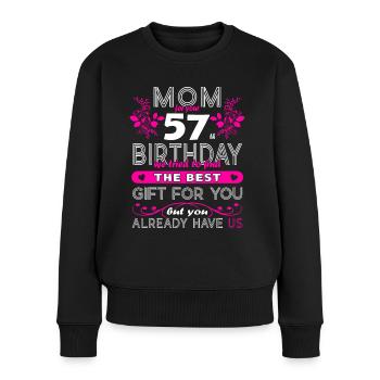 Funny Birthday Wishes Women 57th Birthday - Women's Premium Organic Jumper - black - Front - Julia (174cm)