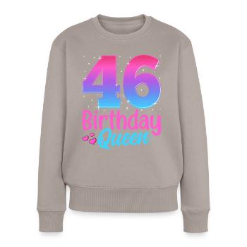 Anniversaire Queen 46 Geburtstag - Pull Premium bio Femme - taupe - Devant - Julia (174cm)
