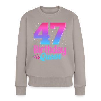 Anniversaire Queen 47 Geburtstag - Pull Premium bio Femme - taupe - Devant - Julia (174cm)