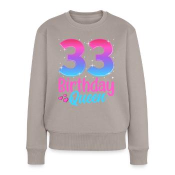 Anniversaire Queen 33 Geburtstag - Pull Premium bio Femme - taupe - Devant - Julia (174cm)