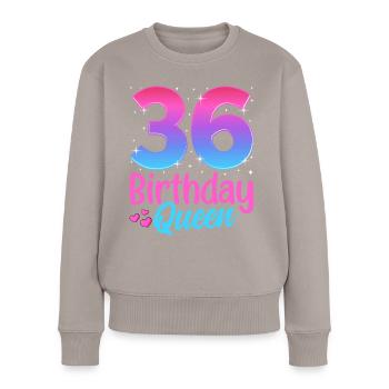 Anniversaire Queen 36 Geburtstag - Pull Premium bio Femme - taupe - Devant - Julia (174cm)