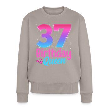 Anniversaire Queen 37 Geburtstag - Pull Premium bio Femme - taupe - Devant - Julia (174cm)