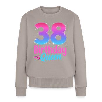 Anniversaire Queen 38 Geburtstag - Pull Premium bio Femme - taupe - Devant - Julia (174cm)