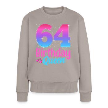 Anniversaire Queen 64 Geburtstag - Pull Premium bio Femme - taupe - Devant - Julia (174cm)